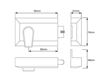 WHITE 60mm ROLLER BALL NIGHTLATCH