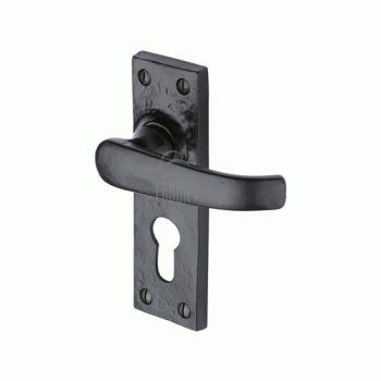 WINDSOR 142x42mm BLACK ANTIQUE LEVER EURO FURNITURE